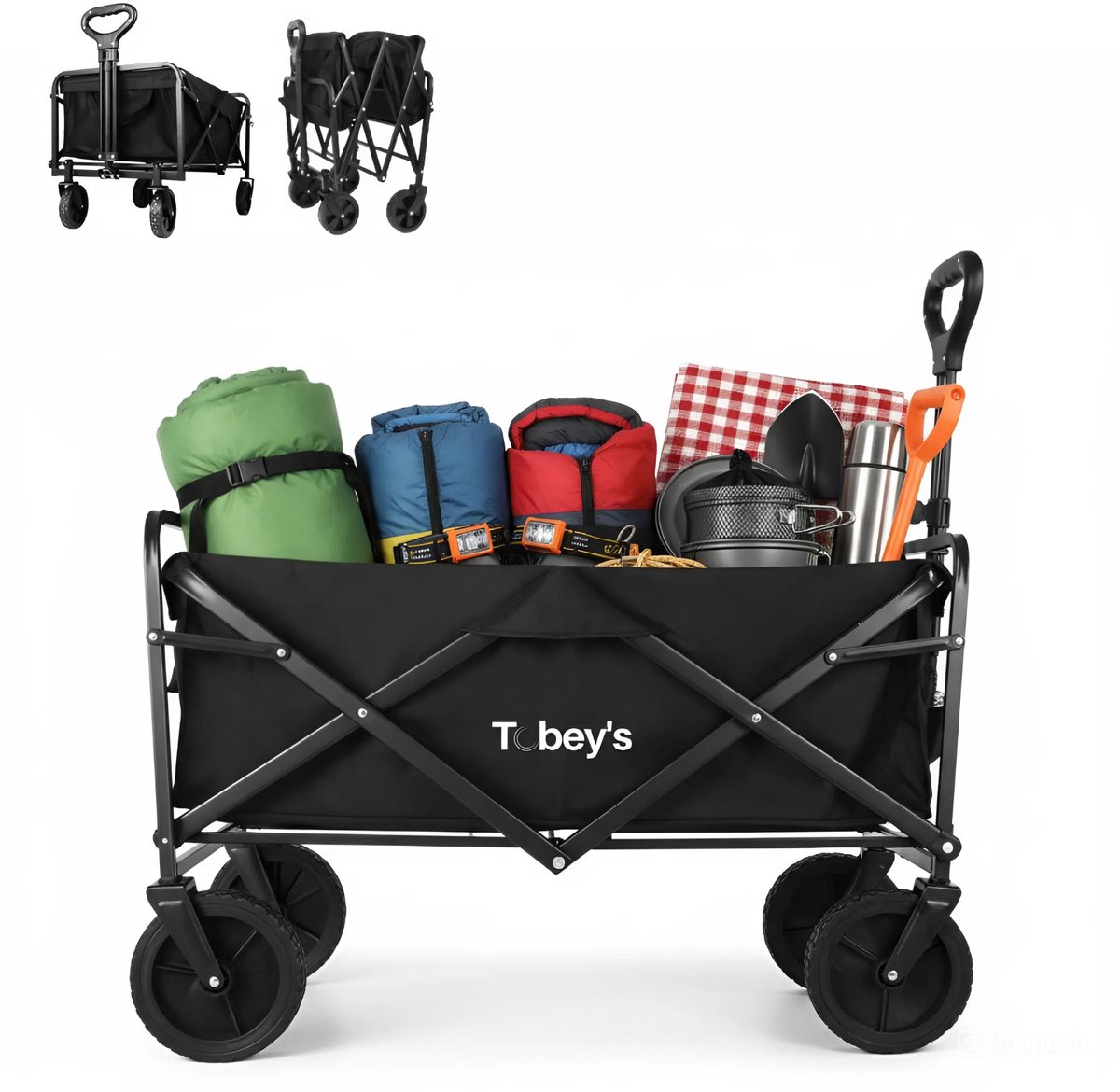 Tobey's Bolderkar - Opvouwbaar - Sterk Frame - 100 KG Draagkracht - Bolderwagen - 73x49 - Transportkar - Zwart