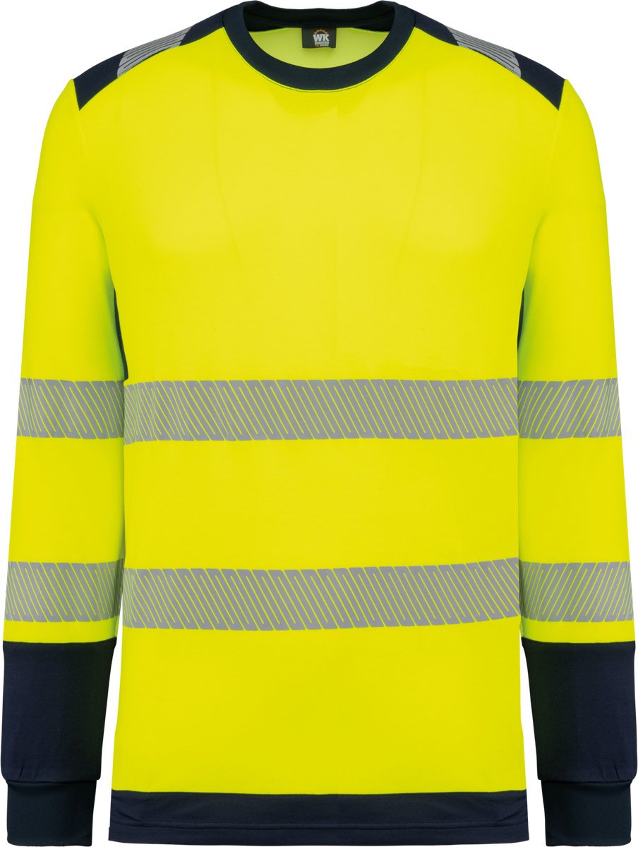 WK. Designed To Work Gerecycled veiligheids-T-shirt lange mouwen WK361 - Hi Viz Yellow / Navy - L
