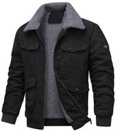 Pioneer Camp Herenjas winter met sherpa fleece warme hoodie met capuchon winddicht overgangsjack voor mannen ideaal voor dagelijks gebruik buitenshuis, zwart, L