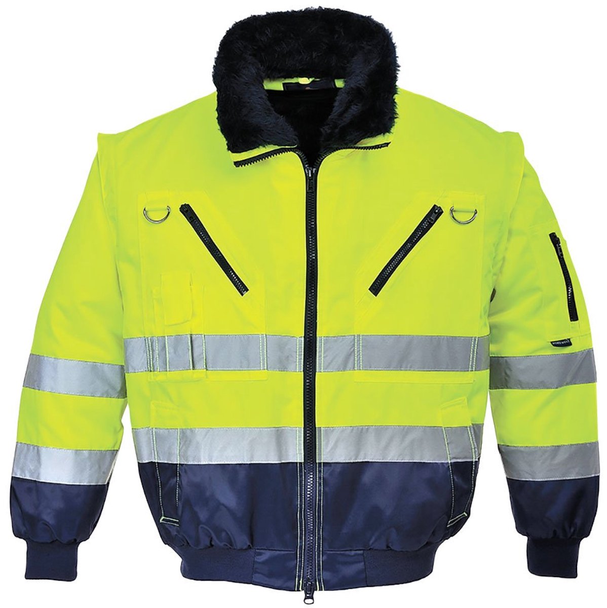 Pilotjack 3in1 Geel/blauw met reflectiestrepen Portwest PJ50.