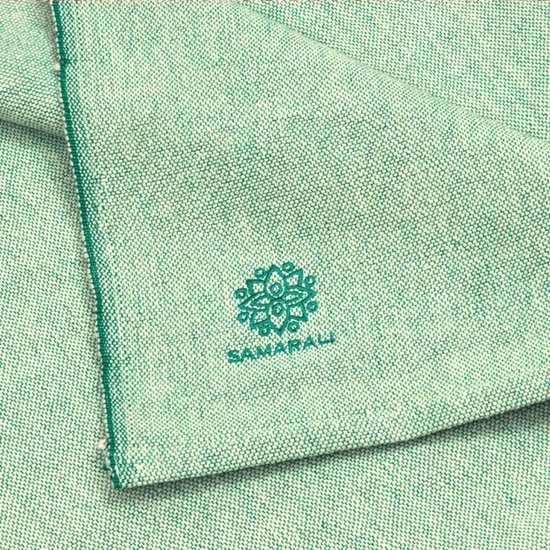 Samarali Yoga Deken Chambray Groen- 100% Biologisch katoen - 200x150 cm - Handgemaakte meditatiedeken - Comfort en veelzijdigheid van Merkloos — afbeelding 3