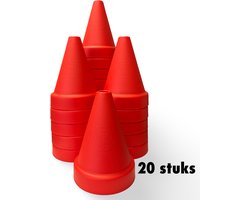 Mini Pionnen set - 11,3 cm - 20 stuks – Stevig en hard kunststof - Rood/Oranje – Hondentraining – Kinderen Spel & Onderwijs – Workshop & Coaching – Knutselmateriaal – Verkeerskegel - Voetbal trainingshoedjes