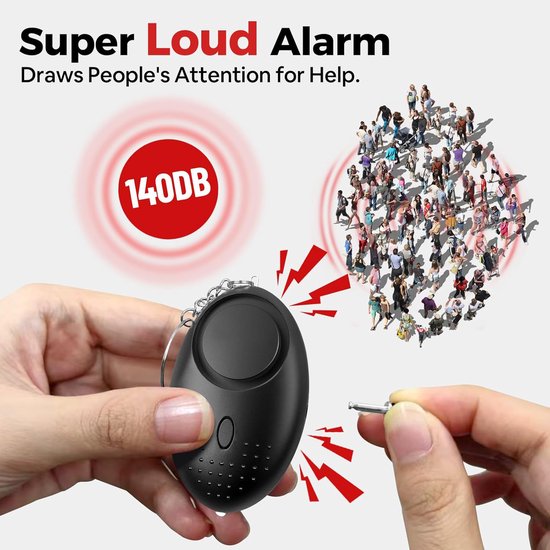 Alarme Personnelle 140 DB Avec Lampe Torche LED Et Porte-clés, 5 Pièces