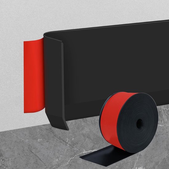 Foto: Flexibele plakplint zachte plint lengte 5 m breedte 8 cm zelfklevende plint pvc plint vochtbestendige hoeklijst gegroefde muurplint waterdicht flexibele plint sierlijst voor wand vloer woonkamer slaapkamer keuken zwart