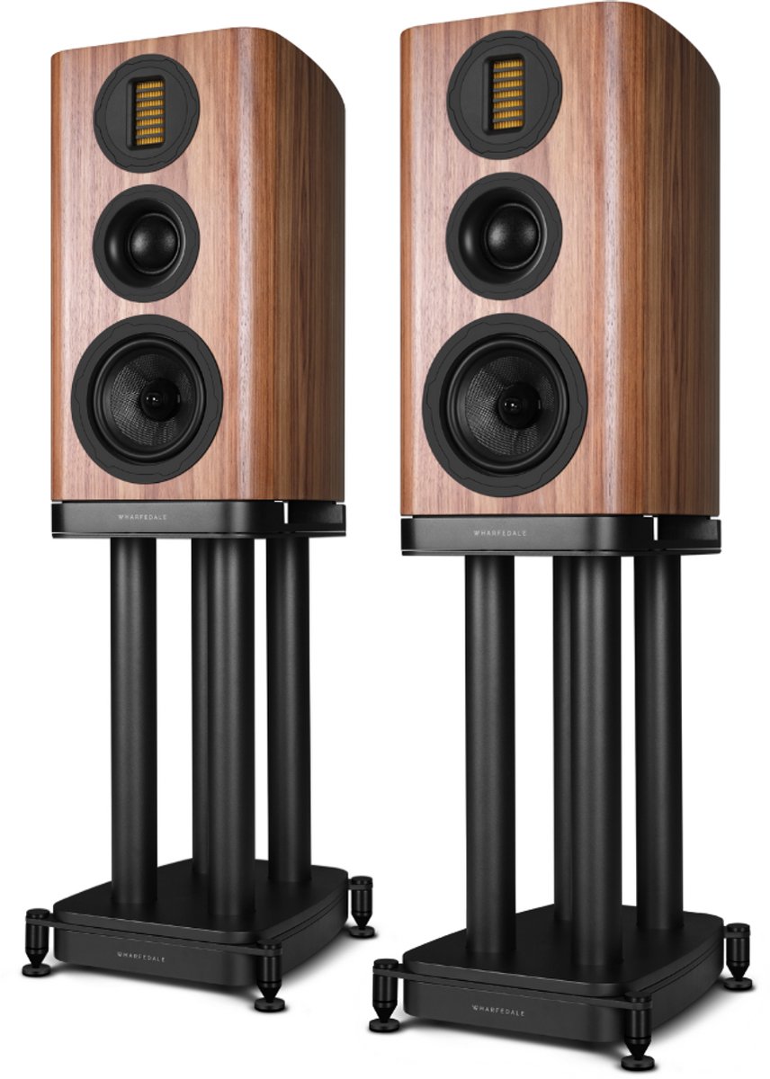 Wharfedale EVO 5.2 Boekenplank Speakers met stands - Hifi Stereo Set - Passieve Speaker - 3-Weg Luidsprekers - Walnoot
