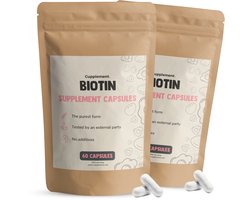 Cupplement Biotine (Vitamine B8) 10.000 mcg Combideal 2x 60 Capsules - biotine 10000mcg - Vegan - Zonder toevoegingen - Lab getest - 60 dagen voorraad per zakje
