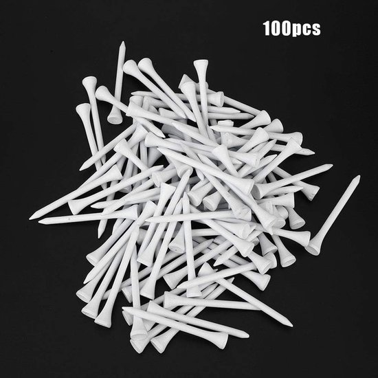Houten golftee - 70 mm - Wit - 100 stuks van Merkloos — afbeelding 3