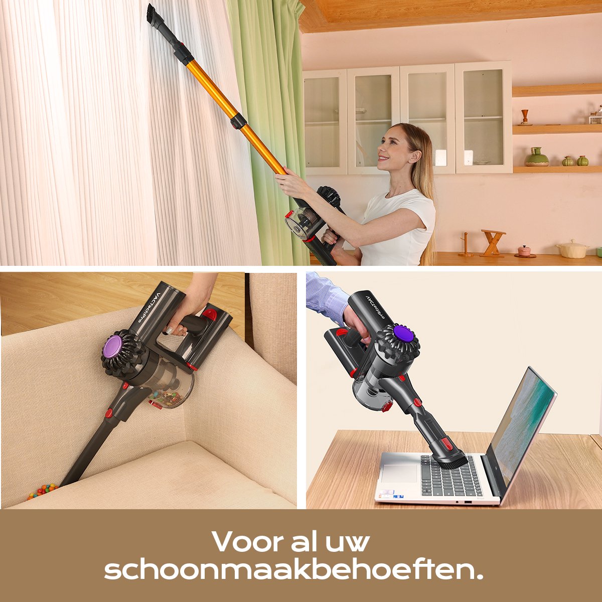 VACTechPro Steelstofzuiger Draadloos - 35000Pa - 35 Minuten - 6 in 1 - Afneembare Batterij — afbeelding 7