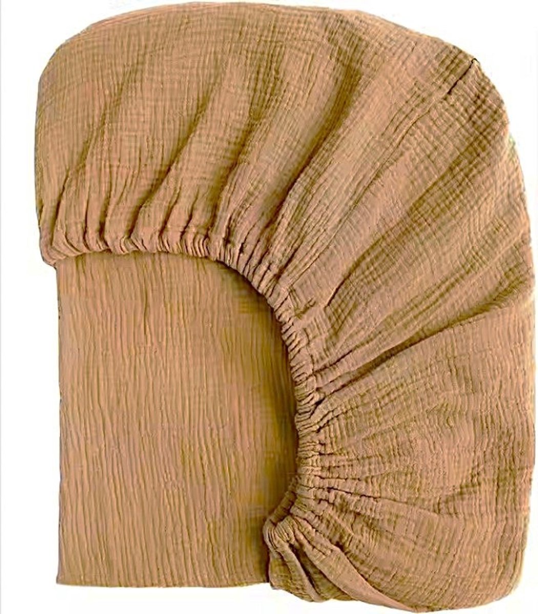 1 Stuk - Hydrofiele Hoeslaken Ledikant Matras 120x60 - Bruin/ Roestbruin