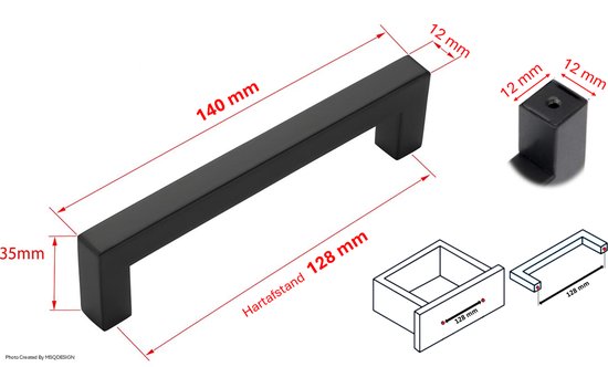 MSQDESIGN Handgreep RVS zwart - Handgrepen 128mm zwart - Handgrepen kast - Meubelgrepen - Keukengreep zwart - Kastgrepen - Handgrepen keukenkastjes - Meubelgreep - Handgrepen voor deurtjes - handgreep keuken - Deurgreep - ladegreep - incl schroeven