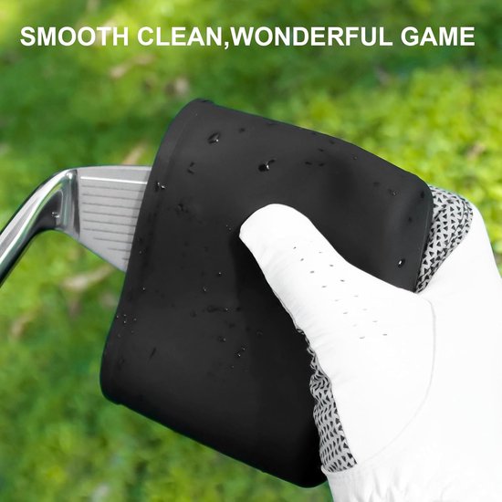 Zwarte reinigingszak voor golfclubs en ballen - Verwijderbare clip, siliconen golfclubreiniger voor het reinigen van groeven - Reiniger voor golfballen voor eenvoudig reinigen - Accessoires voor golfclubtassen van Merkloos — afbeelding 2