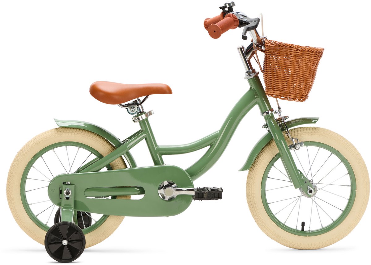 Generation Blanco 14 inch Olijfgroen – Kinderfiets met mandje