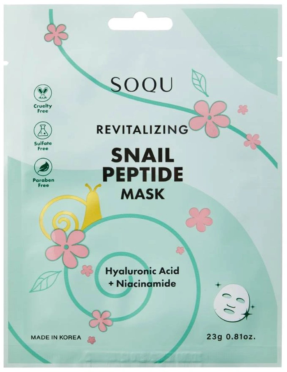 Soqu Slak Peptide Sheet Mask / Revitaliserend Slakafscheidings Sheet Mask 1 st