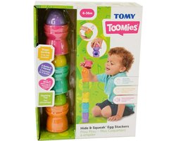 Tomy educatief speelgoed Hide & Squeak Egg Stackers multicolor.