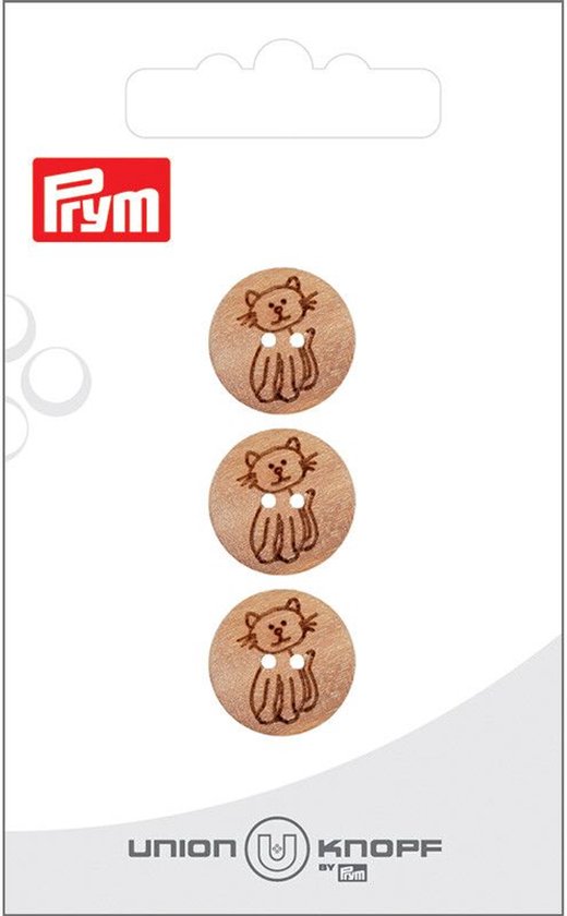 Houte knoop poes 2 gaatjes 15mm 3st - Knopen - Prym | bol