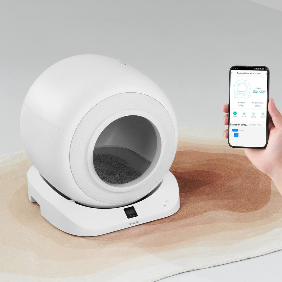 Viany Zelfreinigende kattenbak – incl app – Met mat en 15 afvalzakken – Automatische kattenbak