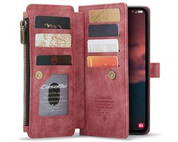 CaseMe C30 Hoesje Geschikt voor Samsung Galaxy A54 | Wallet Zipper Book Case met Pasjeshouder | Beschermhoes met Portemonnee | Rood