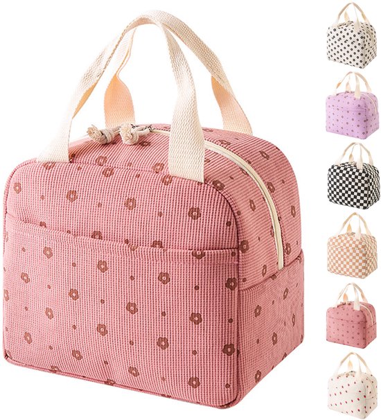 Sac Isotherme Déjeuner Mignon – Femmes & Enfants – Portable et Multifonction – Motif Fleur – Rose