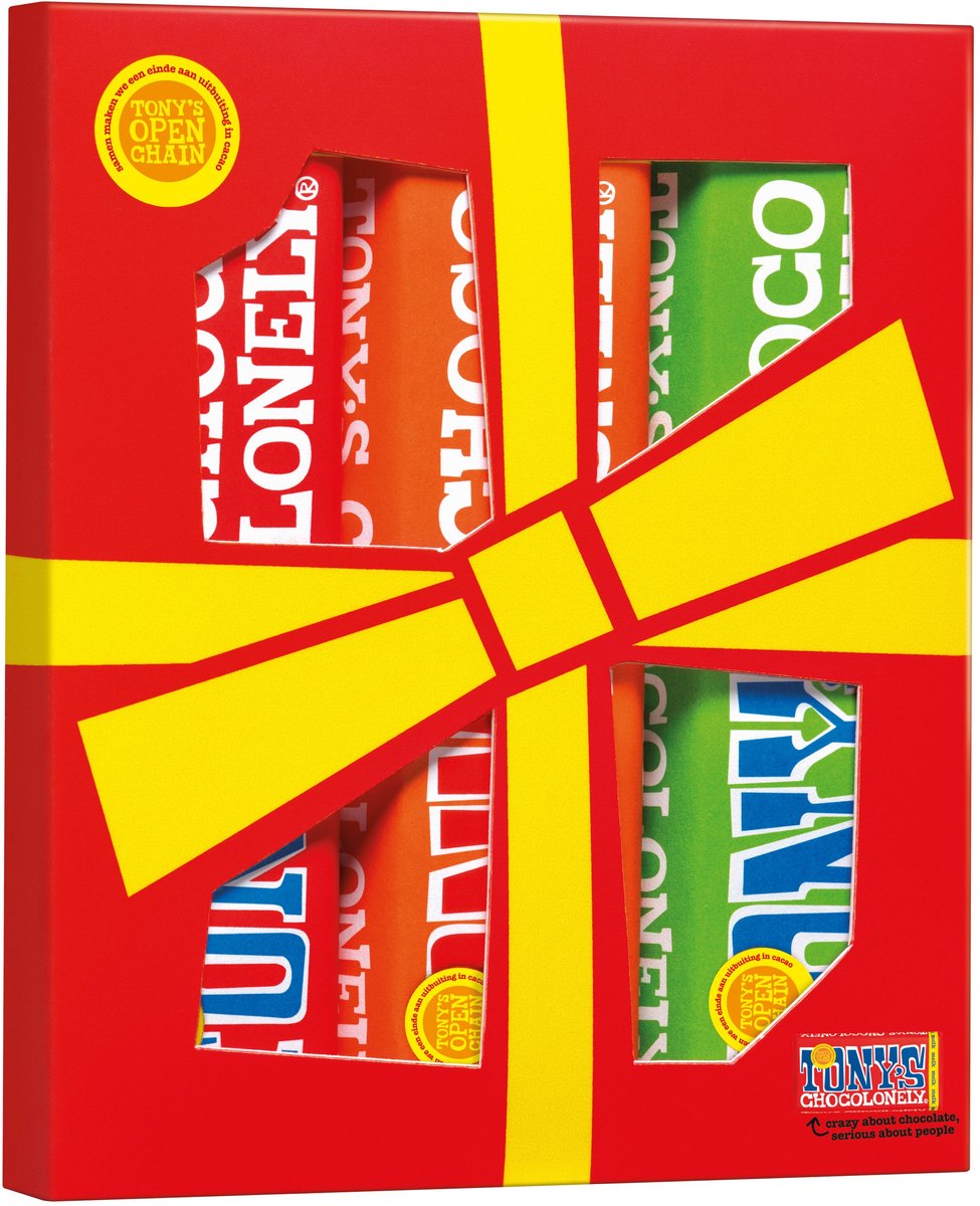 Tony's Chocolonely - Proeverijtje klein met 3 reepjes - Chocoladecadeau - Verjaardag - Moederdag - Vaderdag - Geschenkdoos - Bedankt - Fairtrade Belgische Chocola