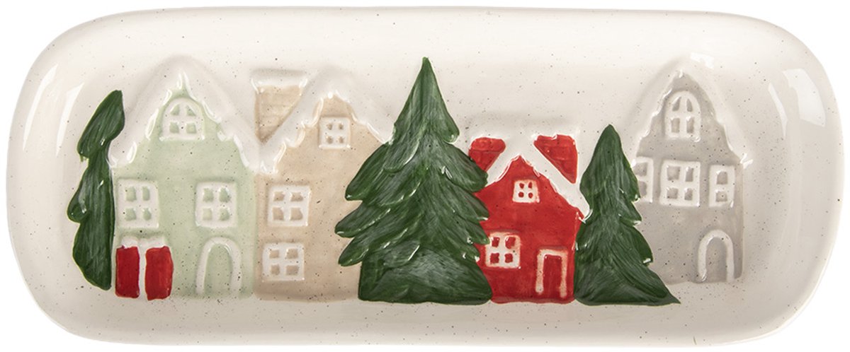 Decoratie schaal 30x12x3 cm Wit Keramiek