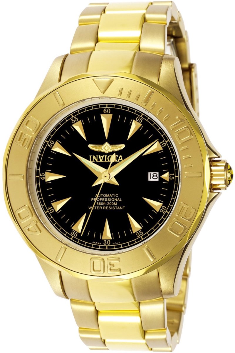 Invicta Signature 7040 Heren Horloge - Waterdicht - Analoog - Automatisch Uurwerk - Roestvrij Staal met zwarte Wijzerplaat - 47mm