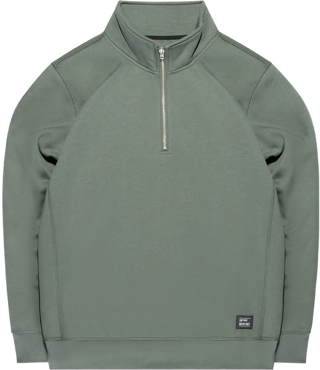 Vintage Industries Zip Pullover Boulder Sweater Mid Grijs