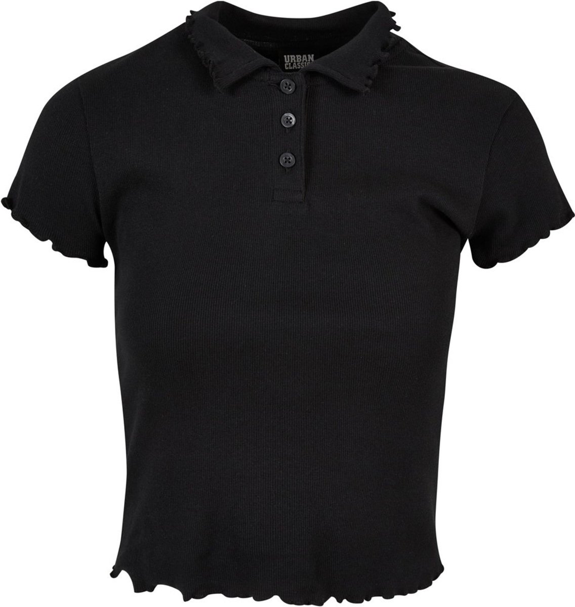 Urban Classics Rib Polo Top S Zwart