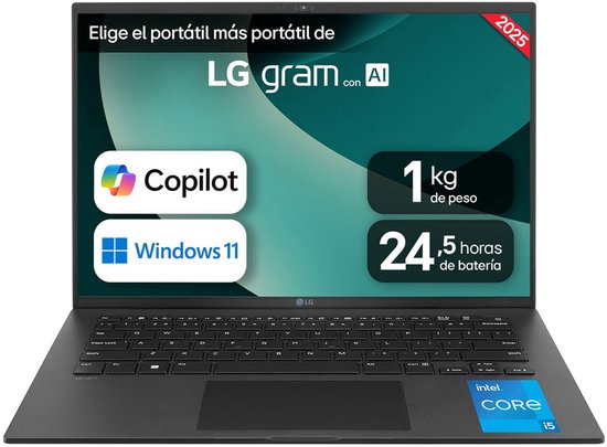 LG 14Z90RU-G.AP55B laptop Intel® Core™ i5 i5-1334U 35,6 cm (14") WUXGA 16 GB LPDDR4x-SDRAM 512 GB SSD Wi-Fi 6E (802.11ax) Windows 11 Pro Engels Zwart - LG - Hoofdafbeelding
