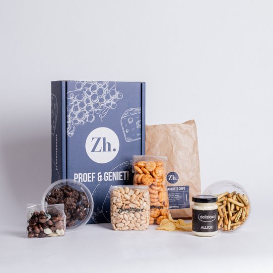 Zuivelhoeve Mini Kerstpakket Borrelpakket cadeau - Borrelbox voor thuis - Snackpakket - Kerstgeschenk - Cadeaupakketten eten & drinken - Alles voor de Borrelplank - Altijd vers - Proef & Geniet