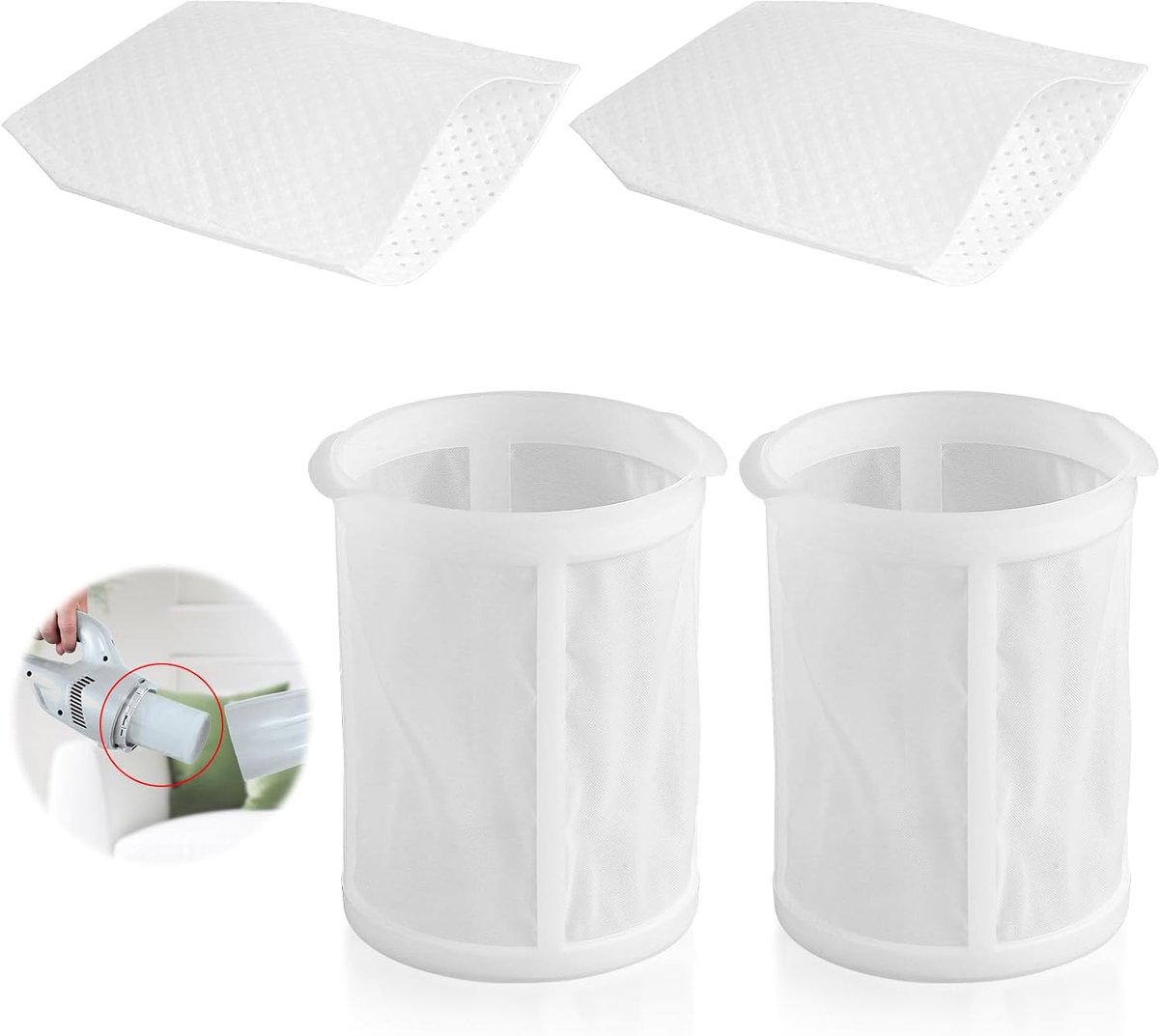 4 stuks stofzuigeraccessoires, 2 voorfilters + 2 Pre filters Geschikt voor Makita CL100/106/180 DCL180 stofzuigerfilter, voorfilterdeel 451208-3, filterdeel 443060-3