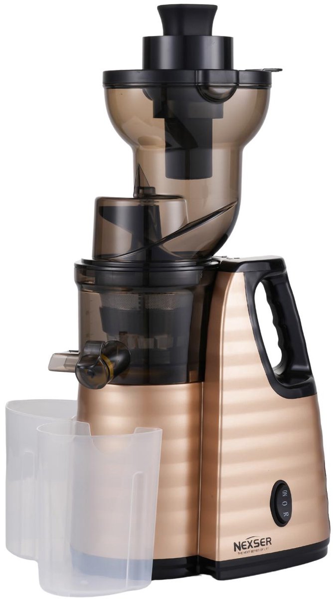 150W Slow Juicer – Slowjuicer voor Groenten & Fruit - XXL – RVS Mes & Zelfreinigend – Goud
