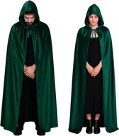 Joya Kids® Luxe Mantel Volwassenen Met Capuchon 170 cm | Kostuum voor Carnaval Halloween | Groene Cape Vampier | Verkleedkleren Volwassenen | Dames en Heren | Donker Groen | 170 cm lang