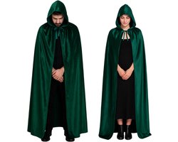 Joya Party® Luxe Mantel Volwassenen Met Capuchon 170 cm | Kostuum voor Carnaval Halloween | Groene Cape Vampier | Verkleedkleren Volwassenen | Dames en Heren | Donker Groen | 170 cm lang