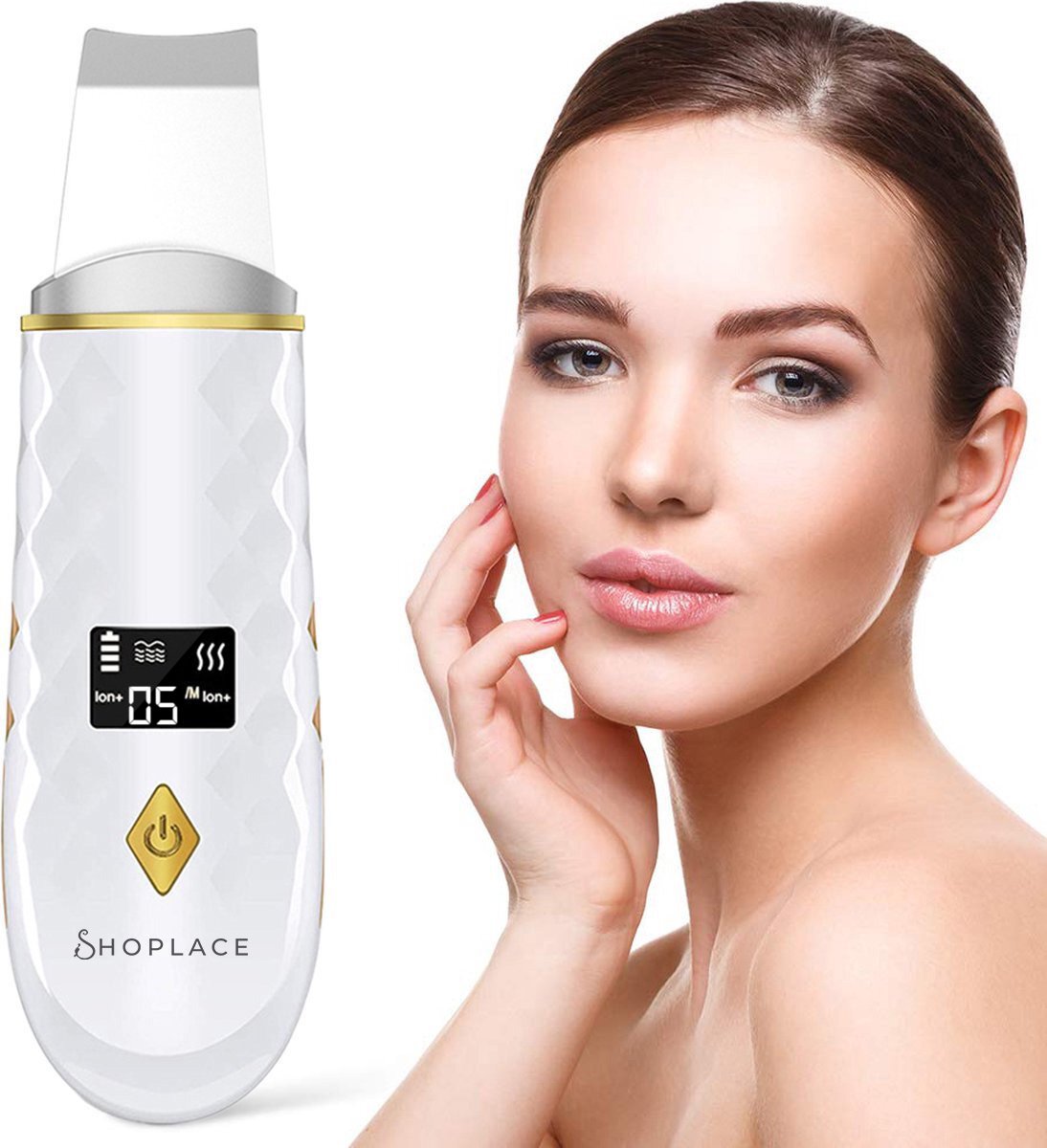 Shoplace Ultrasoon Huidverjongingsapparaat met verwarmingsfunctie - Reiniging, Hydratatie & Versteviging - Mee eters verwijderen - Puisten verwijderaar - Verzacht rimpels - Anti-Acne – Skin scrubber
