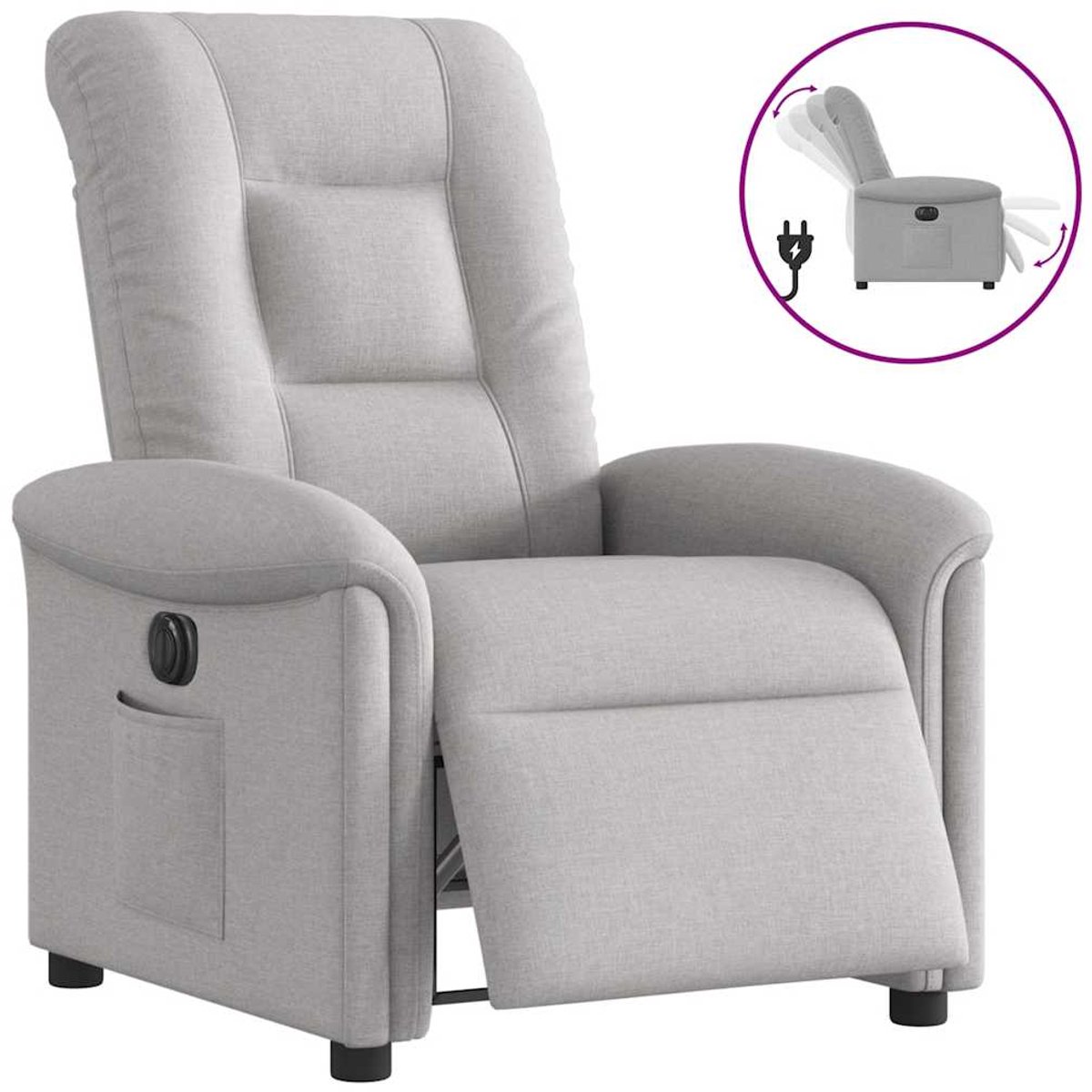 vidaXL Fauteuil - elektrisch - verstelbaar - stof - wolk - grijs wolk grijs