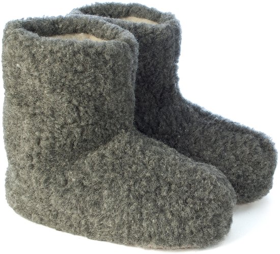 Texelse wollen sloffen hoog – Grijs – Skéépe – dames en heren – 100% schapenwol – warme pantoffels – 41 / 42