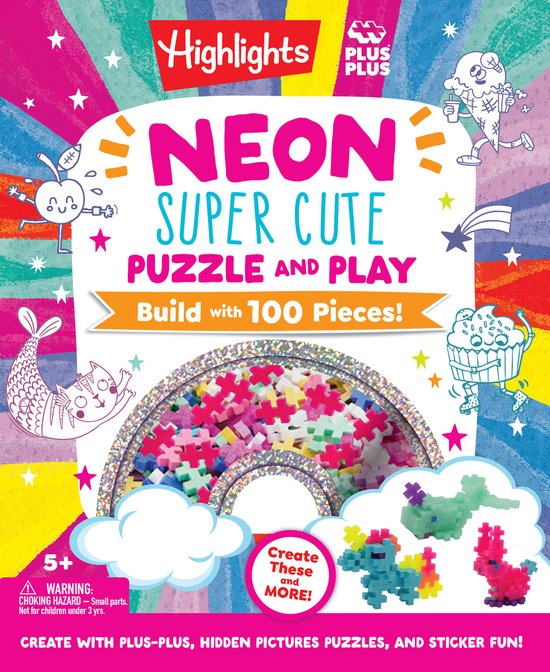 Highlights & Plus-Plus Activity Book and Blocks Set- Neon Su ... - cover