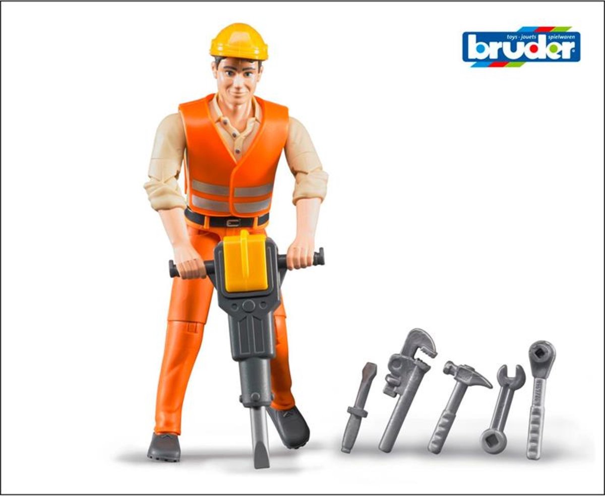 Bruder bworld Bouwvakker speelfiguur met accessoires thumbnail 6