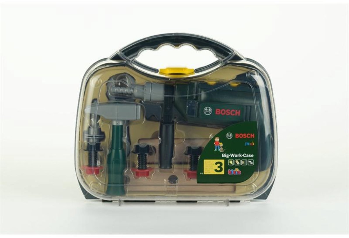 Klein Toys Bosch mini 16-delige speelgoed gereedschapskoffer - boormachine, hamer, zaag, steeksleutel en gereedschap accessoires - incl. licht- en geluidseffecten - groen — afbeelding 4