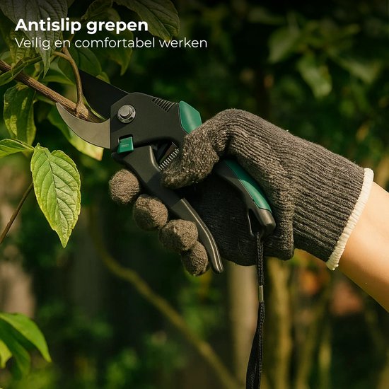 Lomera Set Van 2 - Roestvrij Staal - Antislip Grepen - Veilige Blokkering - Bloemenschaar - Groene Takken - Aambeeld Snoeischaar - Kleinere Takken - Polsband - Tuinschaar - Ergonomisch Ontwerp - Vlijmscherp - Precisiewerk - Tuinieren van Merkloos	 — afbeelding 3