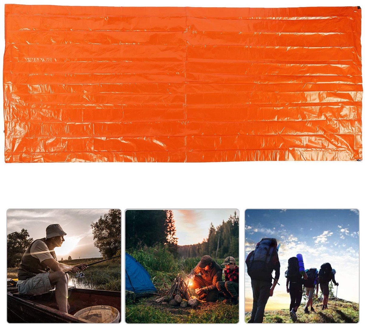 EIMSOAH Slaapzak voor noodgevallen, met warmte-isolatie, lichte noodkleur, voor outdoor, camping, van PE, aluminiumfolie, oranje, volwassenen