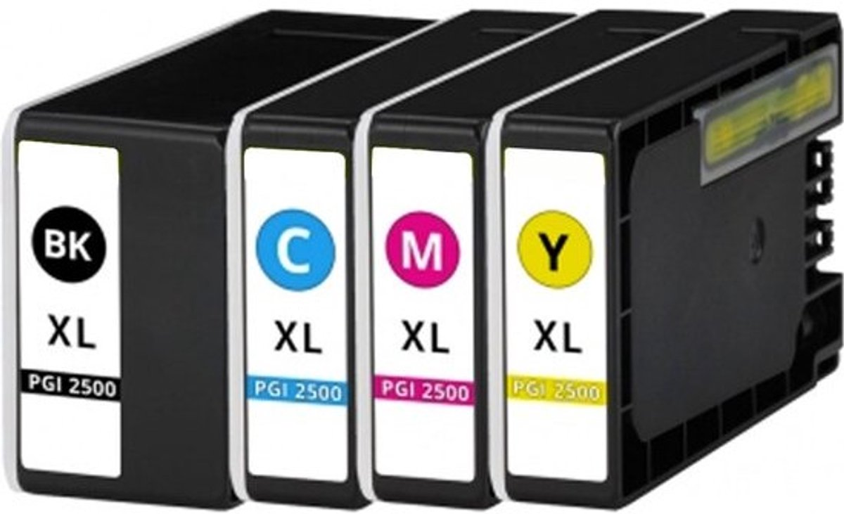 PGI-2500 Zwart + Alle Kleuren - Huismerk inktcartridge compatible met Canon MAXIFY iB4050 / Canon MAXIFY iB4150 / Canon Maxify MB 5150 / Canon MAXIFY MB 5155 / Canon Maxify MB 5450 / Canon MAXIFY MB 5455 / Canon MAXIFY MB5050 / Canon MAXIFY MB5350