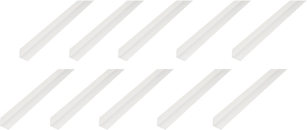 Alberts 10 x hoekprofiel, PVC, wit, 10 x 10 x 1 mm, lengte 1 m