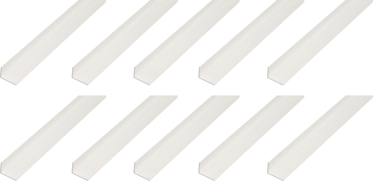 Alberts 10 x hoekprofiel, PVC, wit, 25 x 20 x 2 mm, lengte 1 m
