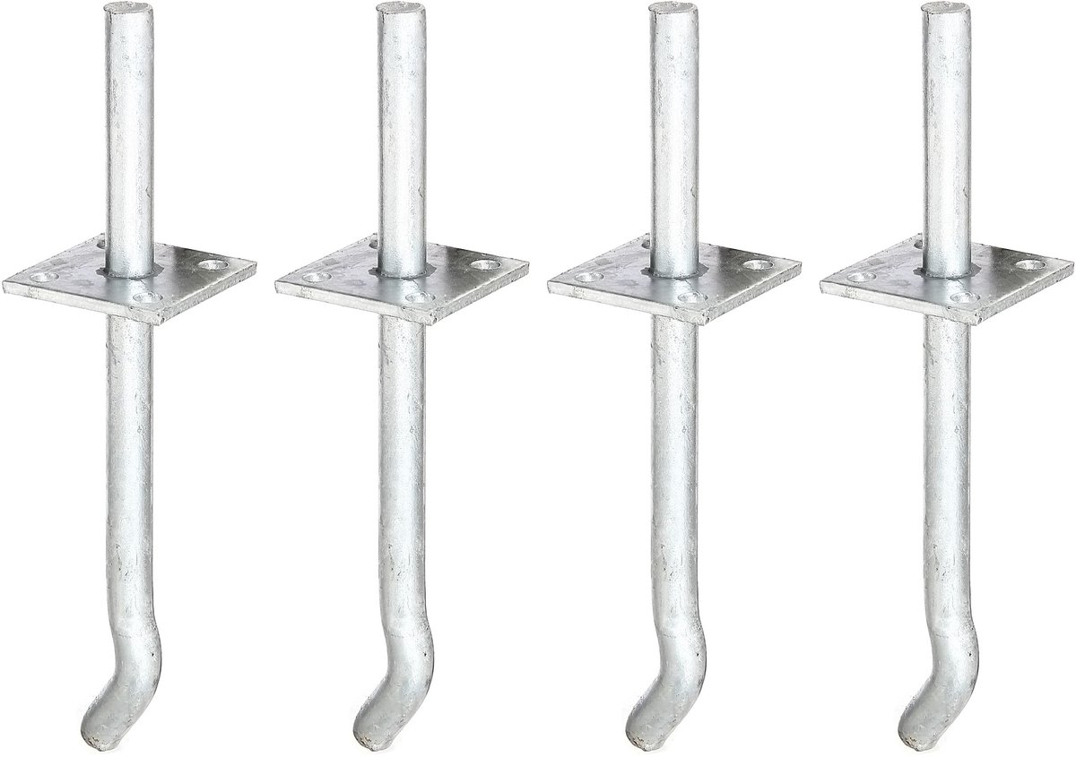 Alberts 4 x I-paaldrager, Stift Ø16x100 mm, betonanker 200 mm, plaat 70x70 mm, thermisch verzinkt, voor inbetonneren