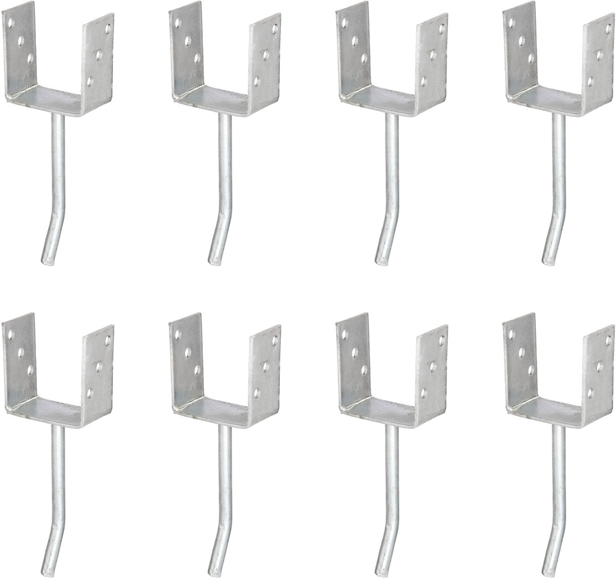 Alberts 8 x U-paaldrager mit Rundstahl-betonanker, 101x104 mm, betonanker 200 mm, thermisch verzinkt, voor inbetonneren
