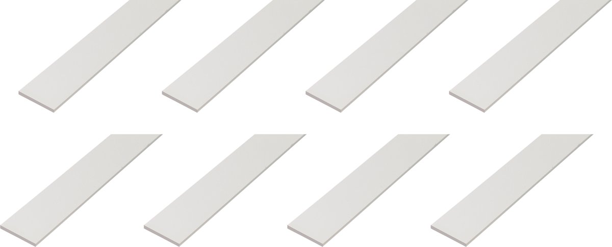 Alberts 8 x platstaal, PVC, weiß, 20 x 2 mm, lengte 1 m