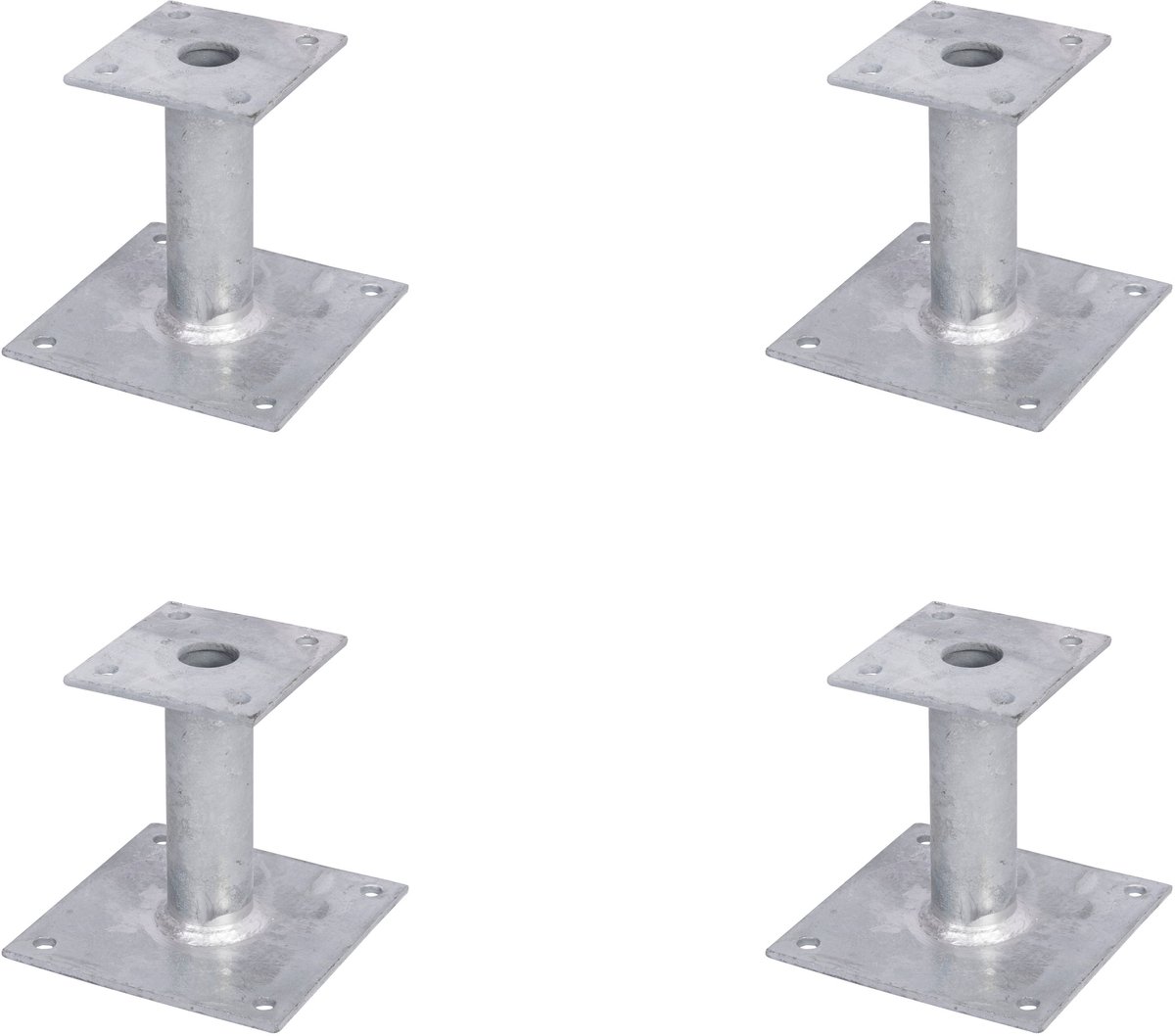 Alberts 4 x paaldrager, plaat 150x150 mm, buis-Ø 42 mm, thermisch verzinkt, voor opschroeven
