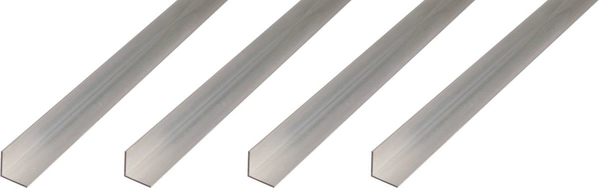 Alberts 4 x BA-Profil, hoekprofiel, aluminium, naturel, 20 x 20 x 1,5 mm, lengte 1 m