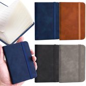 Notitieboek‑A7‑klein‑mini‑notitieboek‑leer‑kleurrijk‑4 stuks‑hoogwaardige kleine notitieboeken‑met gelinieerd papier en elastische sluiting‑geschikt voor kantoor, reizen en school